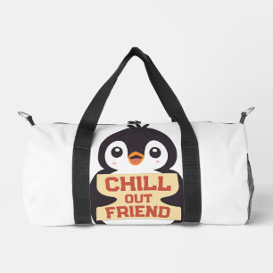 Entspann dich, Freund: Süßer Pinguin hält ein Schi Duffle Bag