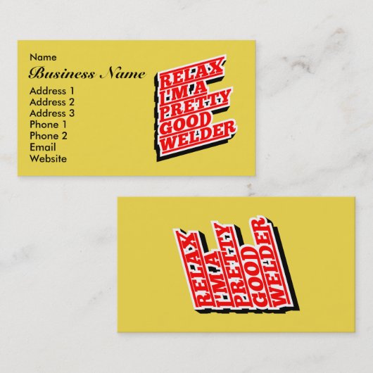 Entspann dich, ich bin ein hübscher guter Schweiße Visitenkarte (Vorne/Hinten)