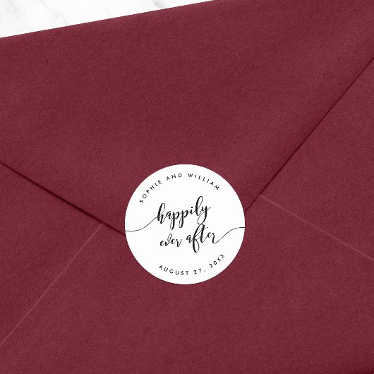 Entspann dich, Script Happil Ever After Wedding Fa Runder Aufkleber
