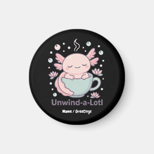 Entspann-dich-viel Süßer Axolotl in Teetasse Kawai Magnet