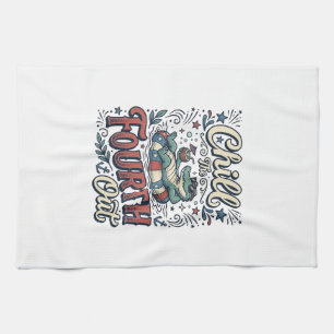 Entspanne den vierten Alligator-Patriot-Shirt Des Geschirrtuch