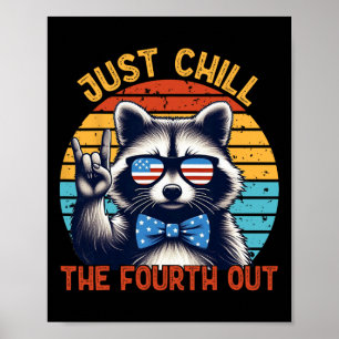 Entspanne dich am vierten Waschbär zum 4. Juli Vin Poster