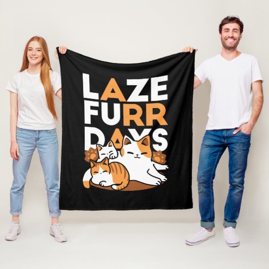 Entspannen bei Katzen Kunst - "Laze Furr Days" für Fleecedecke (Beispiel)