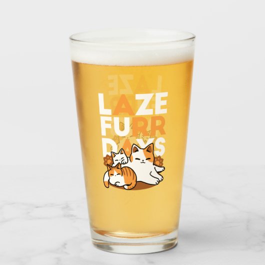 Entspannen bei Katzen Kunst - "Laze Furr Days" für Glas (Vorne (Gefüllt))