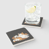 Entspannen bei Katzen Kunst - "Laze Furr Days" für Steinuntersetzer (Seitenansicht)