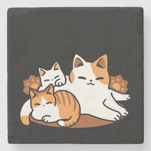 Entspannen bei Katzen Kunst - "Laze Furr Days" für Steinuntersetzer (Vorderseite)