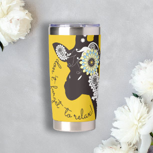 Entspannen - Gelbe funky lustige Giraffe Thermobecher