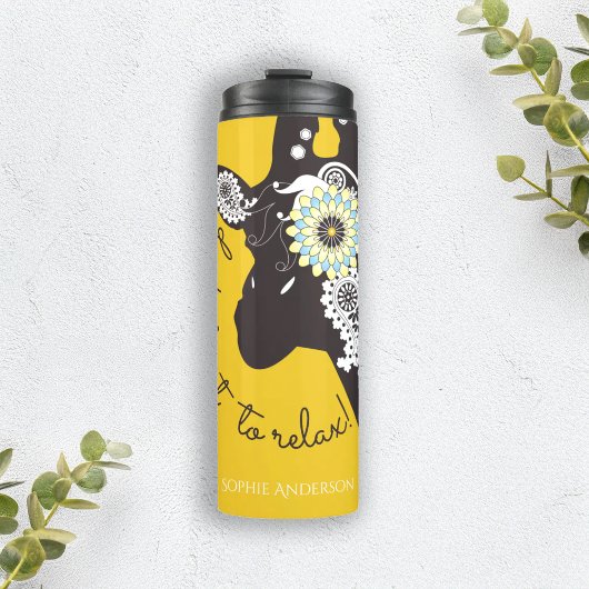 Entspannen - Gelber Funny Giraffe Thermosbecher