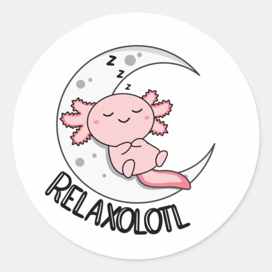 Entspannen im Axolotl Liebhaber, Niedliche Tiere E Runder Aufkleber (Vorderseite)