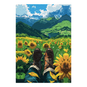 Entspannen im Sonnenblumenparadies Fotodruck