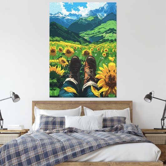 Entspannen im Sonnenblumenparadies Leinwanddruck (Insitu (Schlafzimmer))