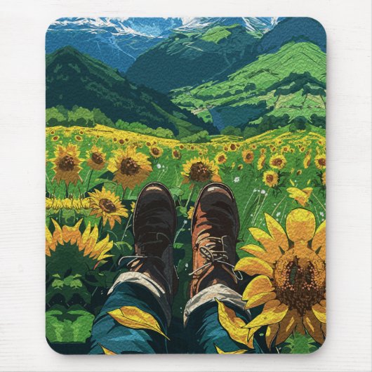 Entspannen im Sonnenblumenparadies Mousepad (Vorne)