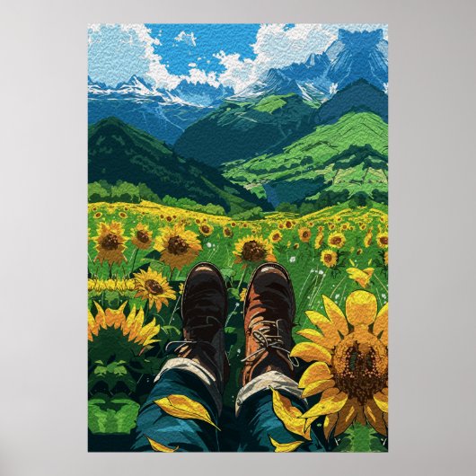 Entspannen im Sonnenblumenparadies Poster (Vorne)