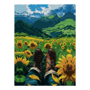 Entspannen im Sonnenblumenparadies Poster