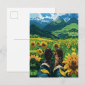 Entspannen im Sonnenblumenparadies Postkarte (Vorne/Hinten)