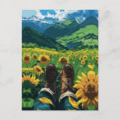 Entspannen im Sonnenblumenparadies Postkarte (Vorderseite)