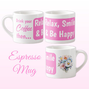 Entspannen lächeln glücklich Gerbera Blumen rosa Espressotasse