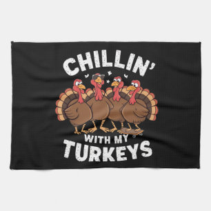 Entspannen mit meinen Truthähnen Thanksgiving-Fami Geschirrtuch