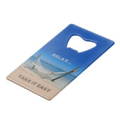 Entspannen - Nehmen Sie es Easy Stainless Steel Fl Geldbeutel Flaschenöffner (Rückseite Schrägansicht)