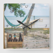Entspannen Sie am Foto am Strand Quadratische Wanduhr (Vorderseite)