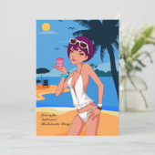 Entspannen Sie am Junggeselinnen-Abschied am Stran Einladung (Stehend Vorderseite)