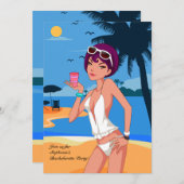 Entspannen Sie am Junggeselinnen-Abschied am Stran Einladung (Vorne/Hinten)