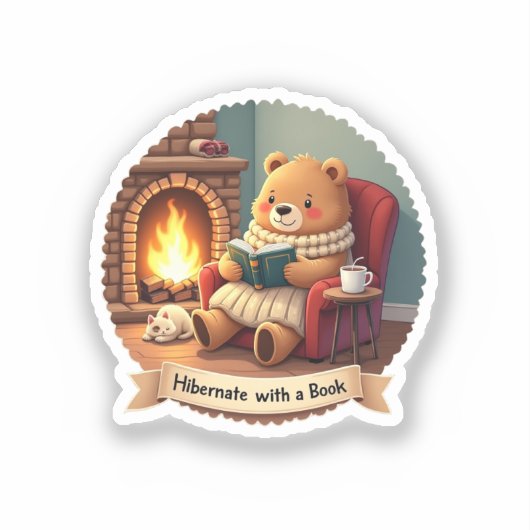 Entspannen Sie bei einem Buch - ein gemütlicher Bä Aufkleber (Vorderseite)