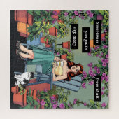 Entspannen Sie bei Kaffee, Katzen und Pflanze Puzzle (Horizontal)