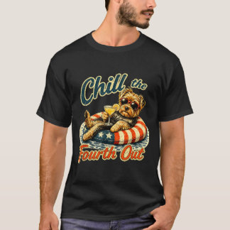 Entspannen Sie den vierten lustigen Yorkie-Hunde-L T-Shirt