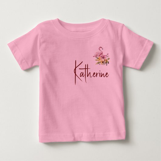 Entspannen Sie Flamingo mit tropischen Blume Aloha Baby T-shirt (Vorderseite)