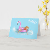 Entspannen Sie im Pool auf einem heißen, rosa Flam Karte (Gelbe Blume)