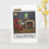 Entspannen Sie sich bei der Feuerkatze Funny Birth Karte (Gelbe Blume)