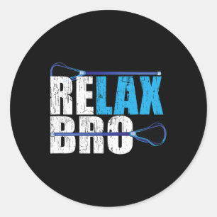 Entspannen Sie sich beim Lacrosse Player Design Runder Aufkleber