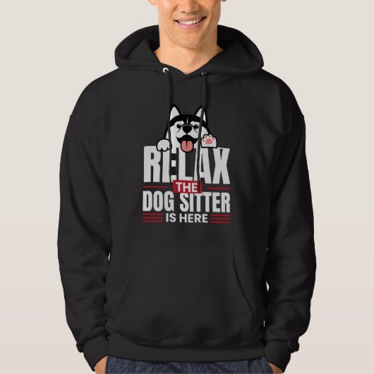 Entspannen Sie sich die Hundesitzt hier sitzt Hoodie (Vorderseite)