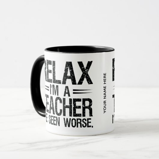 Entspannen Sie sich, ich bin Lehrerin Funny Birthd Tasse (Vorderseite Links)