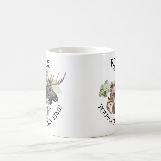 Entspannen Sie sich in der Hütte und in den Wälder Kaffeetasse (Mittel)