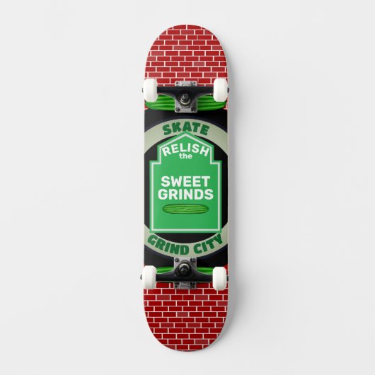 Entspannen Sie sich in der Sweet Grinds Skate Grin Skateboard (Vorderseite)