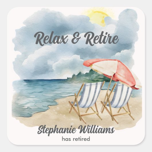 Entspannen Sie sich und entspannen Sie sich im tro Quadratischer Aufkleber (Vorderseite)