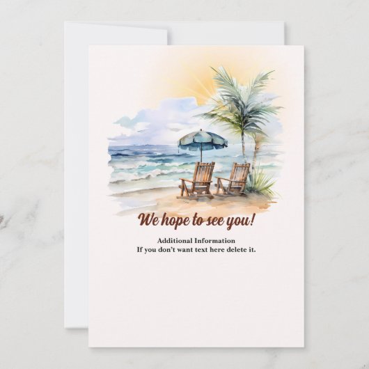 Entspannen Sie sich und erholen Sie sich im tropis Einladung (Rückseite)