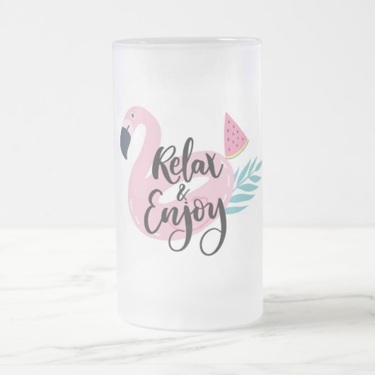 Entspannen Sie sich und genießen Sie Flamingo Mattglas Bierglas (Mittel)
