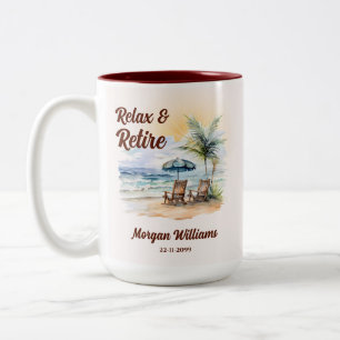 Entspannen und Ruhestand Tropischer Strandstuhl Ru Zweifarbige Tasse