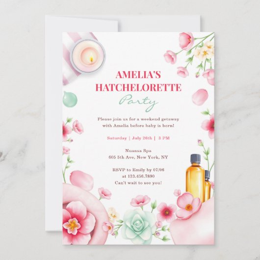 Entspannen Wellness-Center Girls Weekend Hatchelor Einladung (Vorderseite)