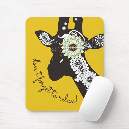 Entspannen - Yellow Funky Cool Giraffe Mousepad (Mit Mouse)
