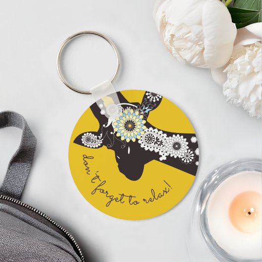 Entspannen - Yellow Funky Cool Giraffe Schlüsselanhänger