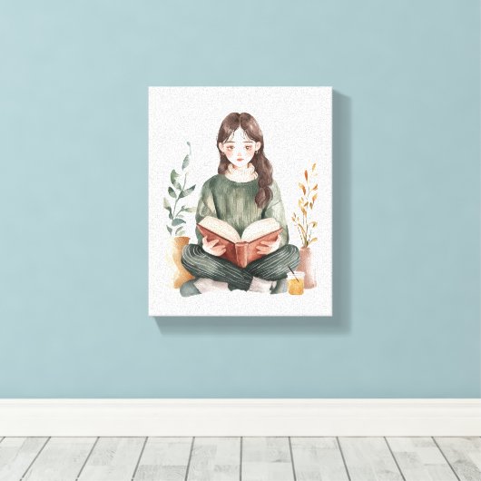 Entspannende Girl Boss Leinwanddruck (Insitu (Holzboden))