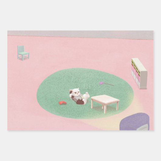 Entspannende Kätzchen im Wohnzimmer Geschenkpapier Set (Vorderseite)