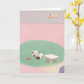 Entspannende Kätzchen im Wohnzimmer Karte (Gelbe Blume)