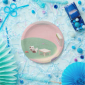 Entspannende Kätzchen im Wohnzimmer Pappteller (Party)