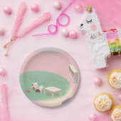 Entspannende Kätzchen im Wohnzimmer Pappteller (Party)