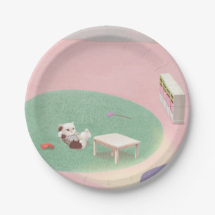 Entspannende Kätzchen im Wohnzimmer Pappteller